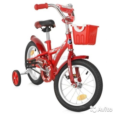 Велосипед 14", Novatrack Delfi, красный/бордовый, защита А-тип, короткие крылья, нет багажника