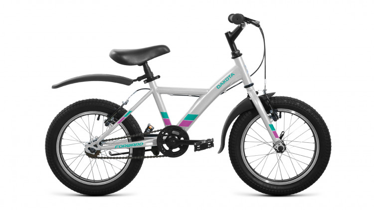 Велосипед FORWARD DAKOTA 16 (16" 1 ск. рост. 10.5") 2022, серый/фиолетовый