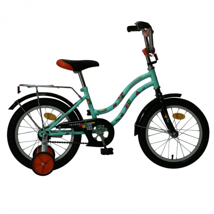 Велосипед 14",  Novatrack TETRIS, салатовый, тормоз нож., крылья цвет., багажник хром.