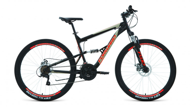 Велосипед FORWARD RAPTOR 27,5 2.0 disc (27,5" 18 ск. рост 18") 2020-2021, черный/красный, RBKW1F17E011