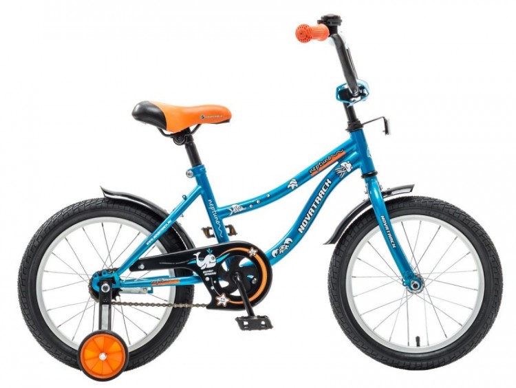 Велосипед 16", Novatrack  NEPTUNE синий, защита А-тип, короткие крылья, нет багажника
