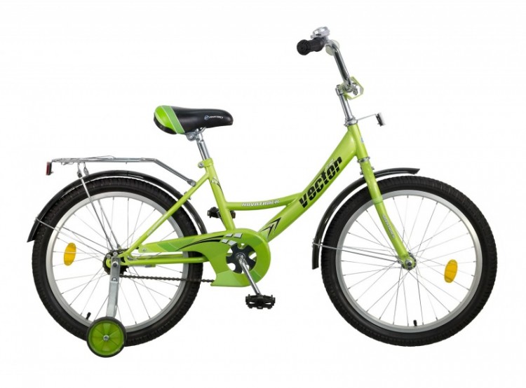 Велосипед 18",  Novatrack Vector, зелёный, тормоз нож., крылья цветн., багажник хром.
