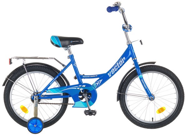 Велосипед 18",  Novatrack Vector, синий, тормоз нож., крылья цветн., багажник хром.