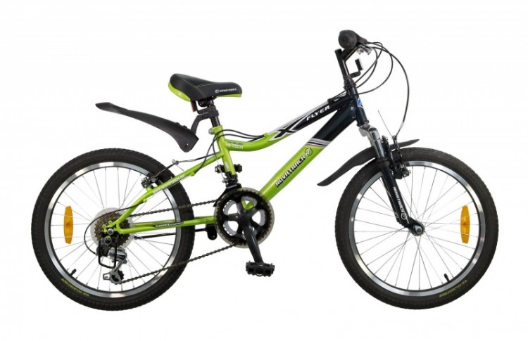 Велосипед 20", Novatrack FLYER, зелёный/чёрный, сталь, 12-скор., Shimano