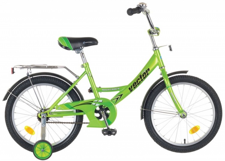 Велосипед 20", Novatrack Vector, зелёный, тормоз нож., крылья цвет., багажник хром.