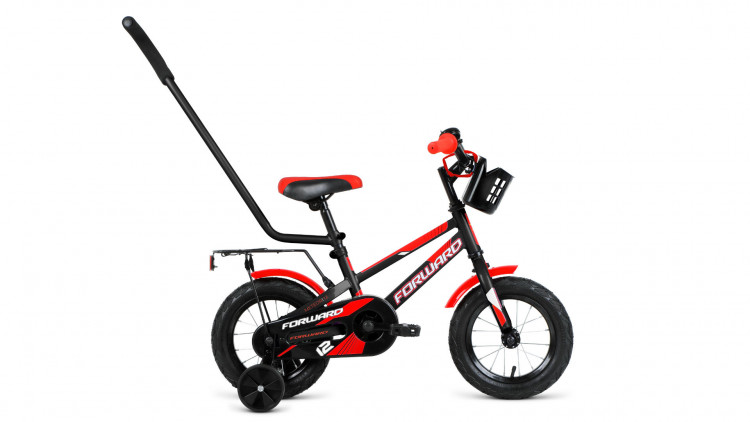 велосипед FORWARD METEOR 12 (12" 1 ск.) 2019-2020, черный/красный