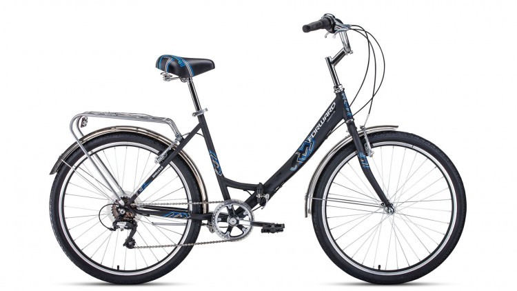 велосипед FORWARD SEVILLA 26 2.0 (26" 6 ск. рост 18.5" скл.) 2019-2020, черный/белый мат.
