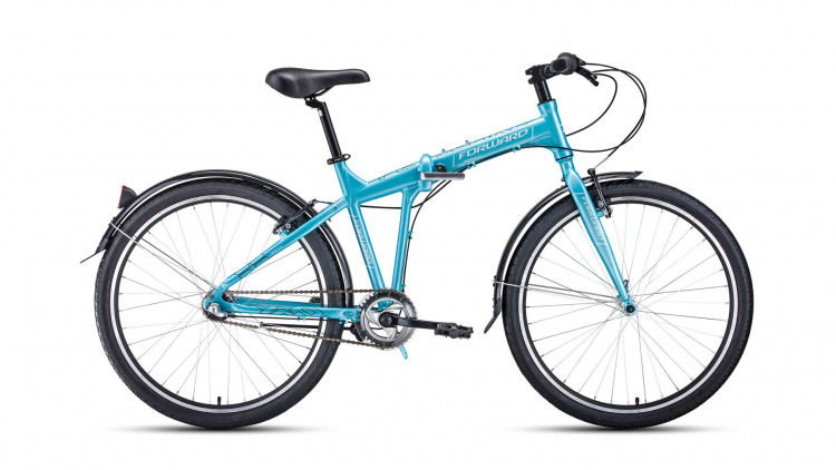 велосипед FORWARD TRACER 26 3.0 (26" 3 ск. рост 19" скл.) 2019-2020, бирюзовый/белый