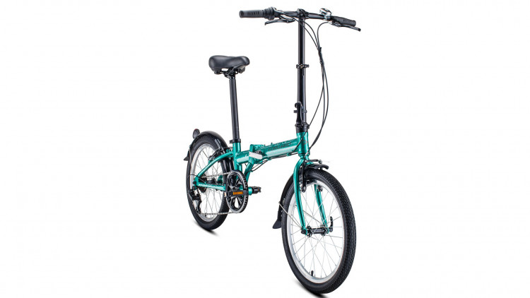 Велосипед FORWARD ENIGMA 20 2.0 (20" 7 ск. рост 11" скл.) 2020-2021, зеленый/коричневый