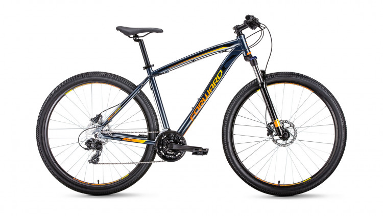 велосипед FORWARD NEXT 29 3.0 disc (29" 24 ск. рост 17") 2019-2020, серый/оранжевый