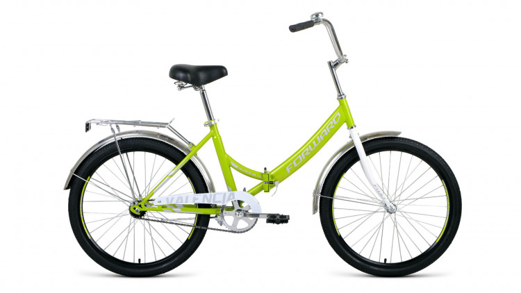 велосипед FORWARD VALENCIA 24 1.0 (24" 1 ск. рост 16" скл.) 2019-2020, зеленый/серый