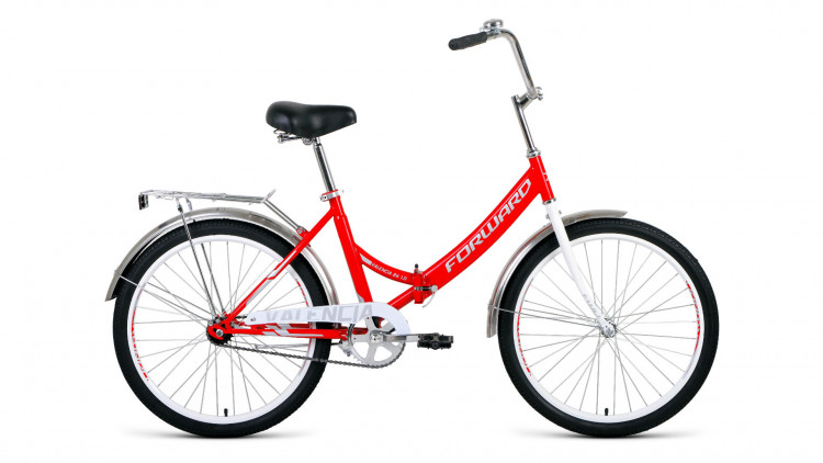 велосипед FORWARD VALENCIA 24 1.0 (24" 1 ск. рост 16" скл.) 2019-2020, красный/серый