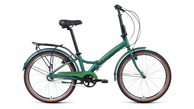 Велосипед FORWARD ENIGMA 24 3.0 (24" 3 ск. рост 14" скл.) 2020-2021, зеленый матовый/желтый, 1BKW1C443004