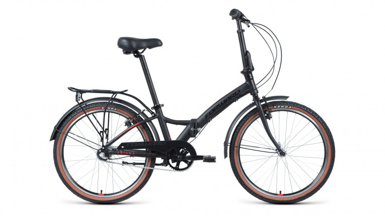 Велосипед FORWARD ENIGMA 24 3.0 (24" 3 ск. рост 14" скл.) 2020-2021, черный матовый/красный, 1BKW1C443002