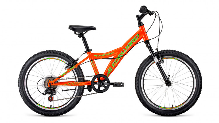 велосипед FORWARD DAKOTA 20 1.0 (20" 6 ск. рост 10.5") 2019-2020, оранжевый/светло-зеленый