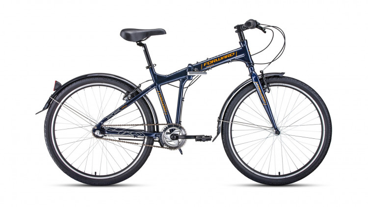Велосипед FORWARD TRACER 26 3.0 (26" 3 ск. рост 19" скл.) 2020-2021, синий/оранжевый, 1BKW1C463002