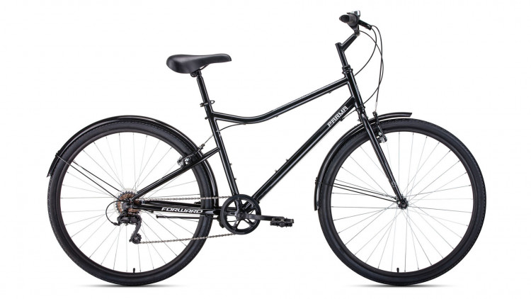 велосипед FORWARD PARMA 28 (28" 7 ск. рост 19") 2019-2020, черный/белый